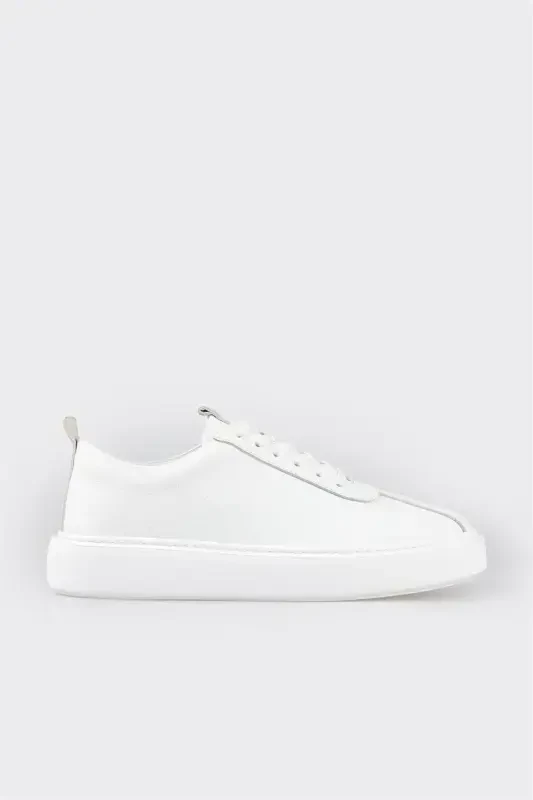White Leather Men's Sneakers - 1