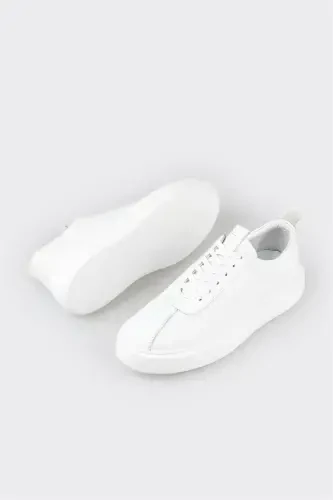White Leather Men's Sneakers - 3