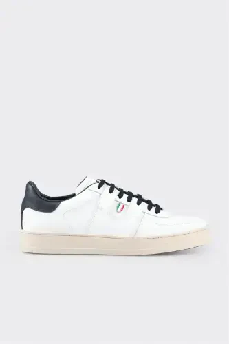 White Leather Men's Sneakers - 1