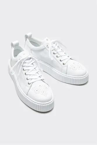 White Leather Men's Sneakers - 2