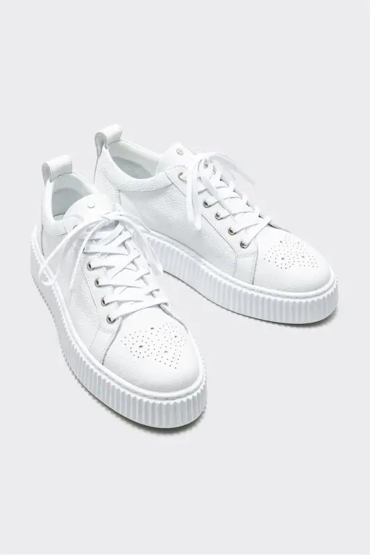 White Leather Men's Sneakers - 2