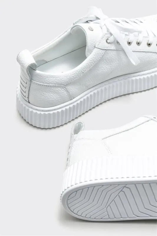 White Leather Men's Sneakers - 4
