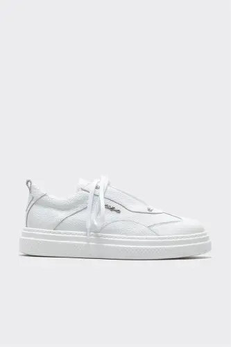 White Leather Men's Sneakers - 1