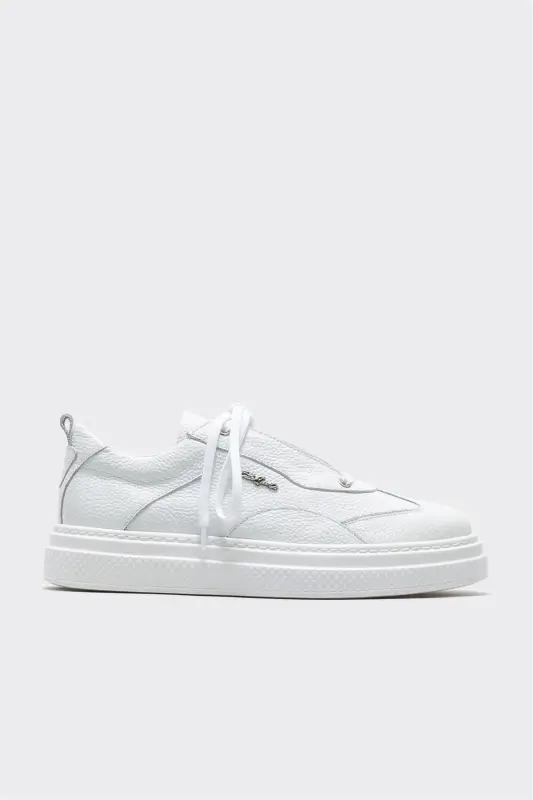 White Leather Men's Sneakers - 1