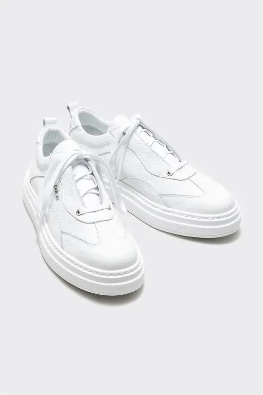White Leather Men's Sneakers - 2