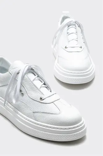 White Leather Men's Sneakers - 3
