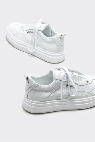 White Leather Men's Sneakers - 4