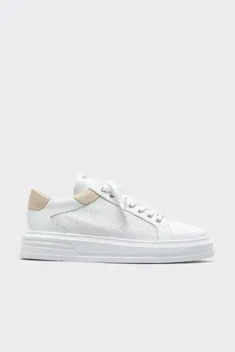 White Leather Men's Sneakers - 1