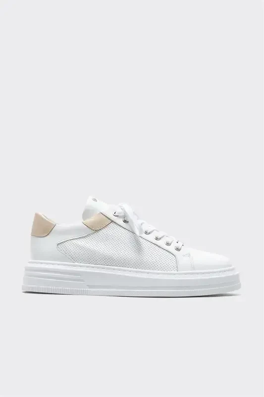 White Leather Men's Sneakers - 1