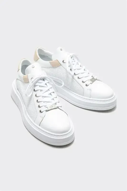 White Leather Men's Sneakers - 2