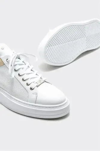 White Leather Men's Sneakers - 3