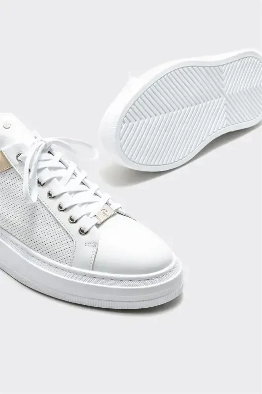 White Leather Men's Sneakers - 3
