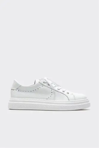 White Leather Men's Sneakers - 1