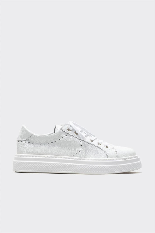 White Leather Men's Sneakers - ELLE