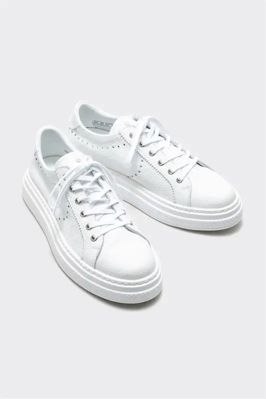 White Leather Men's Sneakers - 2