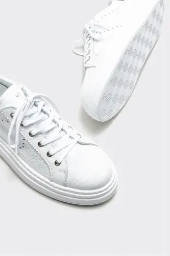 White Leather Men's Sneakers - 3
