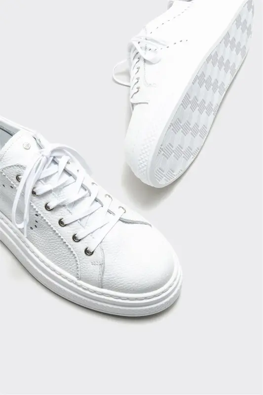 White Leather Men's Sneakers - 3