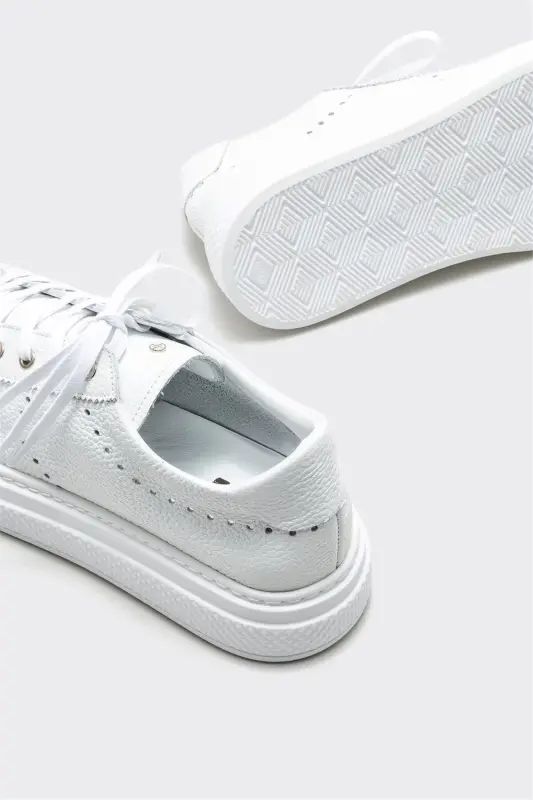 White Leather Men's Sneakers - 4