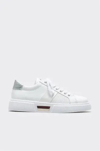 White Leather Men's Sneakers - 1