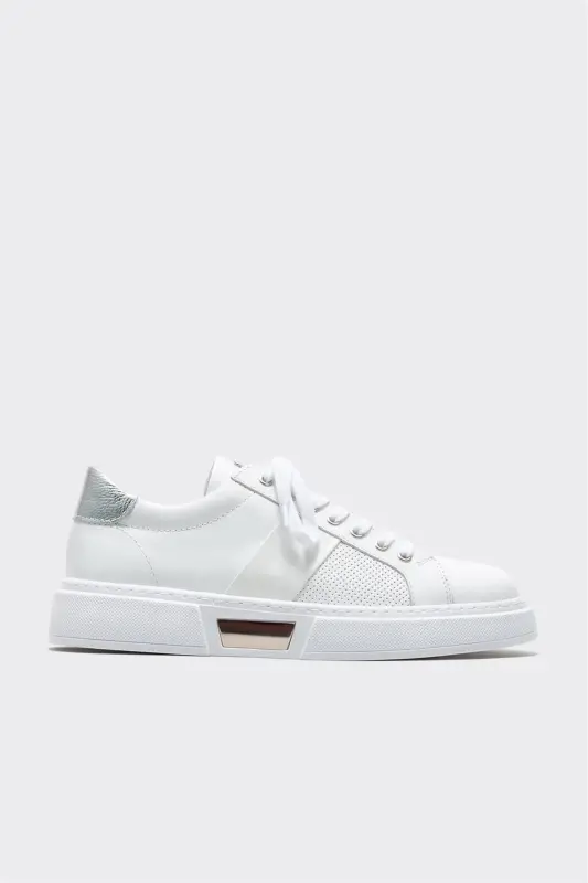 White Leather Men's Sneakers - 1