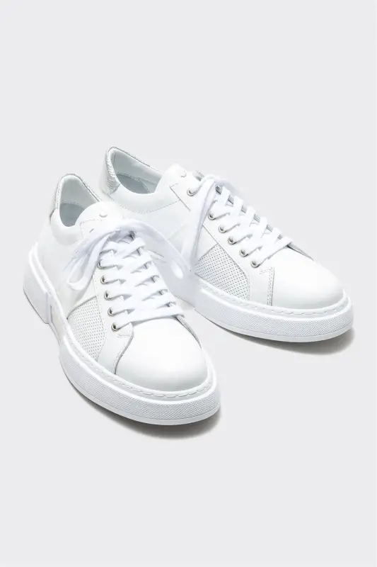 White Leather Men's Sneakers - 2