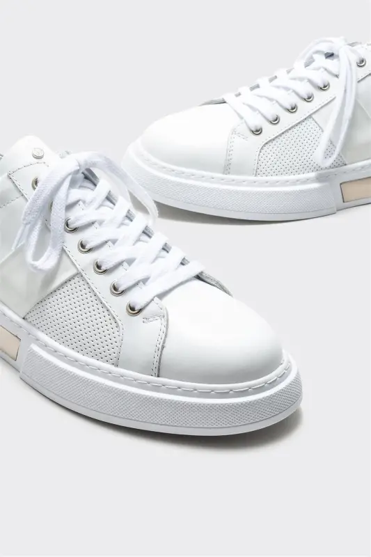 White Leather Men's Sneakers - 3