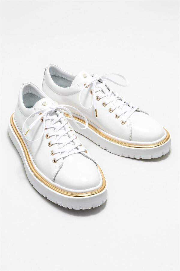 White Leather Men's Sneakers - 2