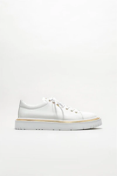 White Leather Men's Sneakers - 1