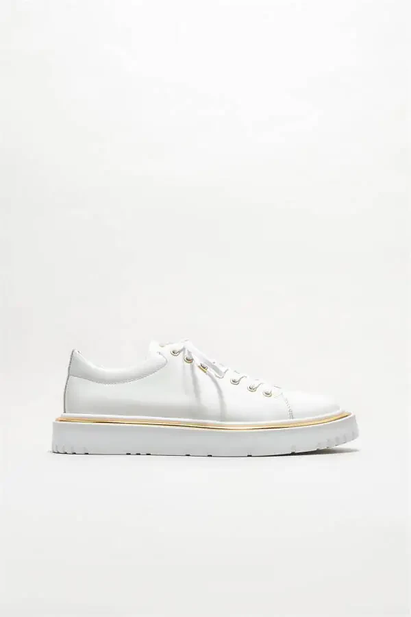 White Leather Men's Sneakers - 1