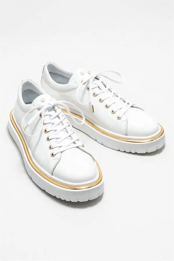 White Leather Men's Sneakers - 2