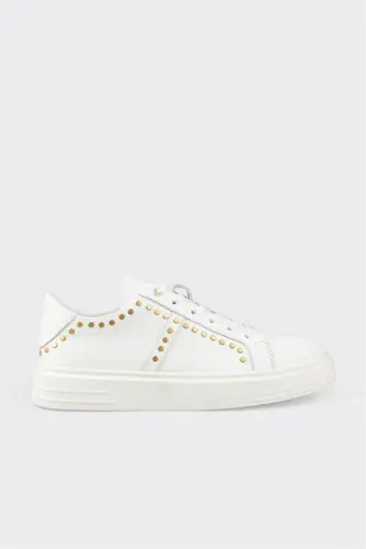 White Leather Men's Sneakers-White - 1