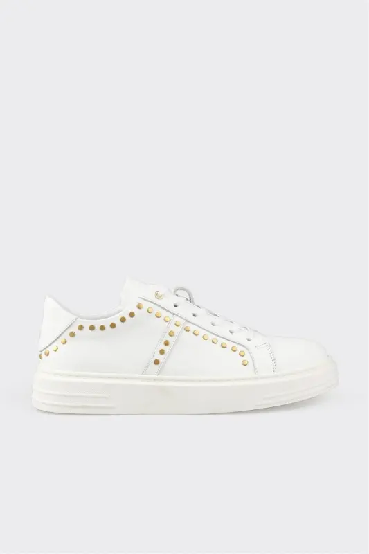 White Leather Men's Sneakers-White - 1