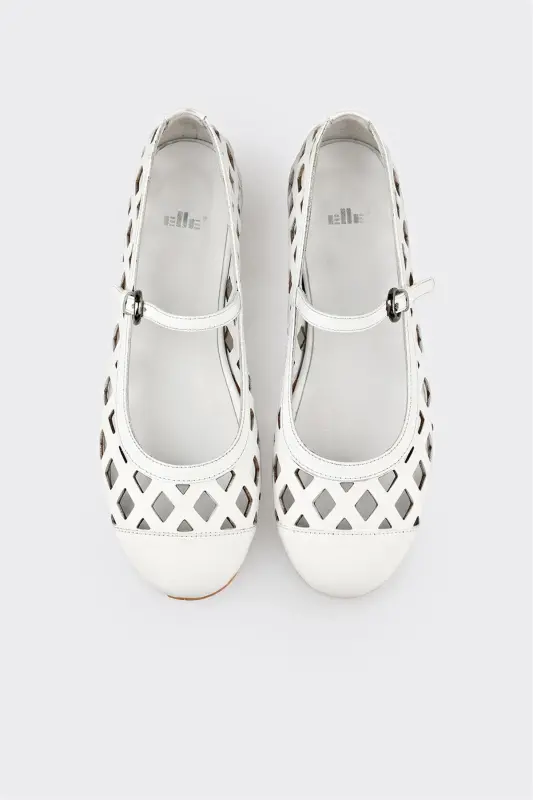 White Leather Women's Casual Shoes - 4
