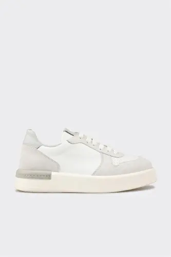 White Leather Women's Sneaker-White - 1