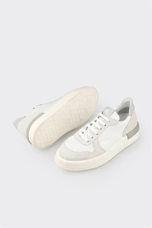 White Leather Women's Sneaker-White - 3