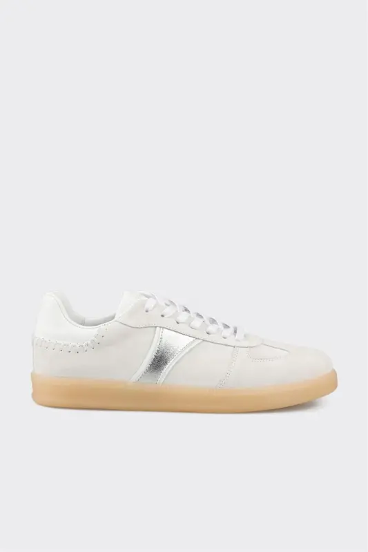 White Leather Women's Sneakers - White - ELLE SHOES