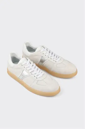 White Leather Women's Sneakers - White - ELLE SHOES (1)