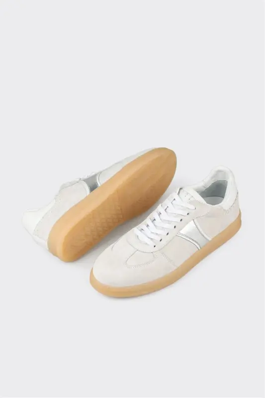 White Leather Women's Sneakers - White - 3