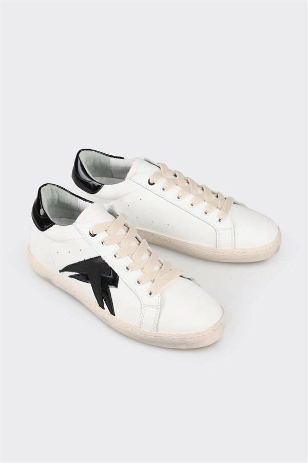 White Leather Women's Sneakers - White - 2