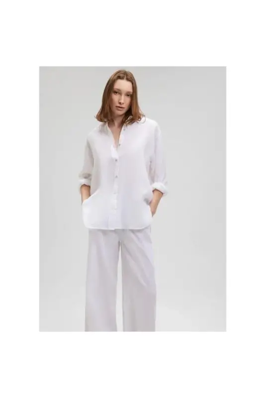 White Linen Shirt Oversize / Wide Cut 1210747- - 2