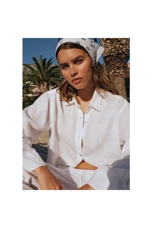 White Linen Shirt Oversize / Wide Cut 1210747- - 1