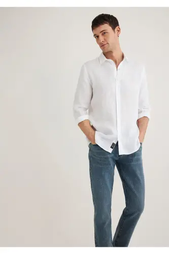 White Linen Shirt Slim Fit / Slim Fit 0211466-62 - 2