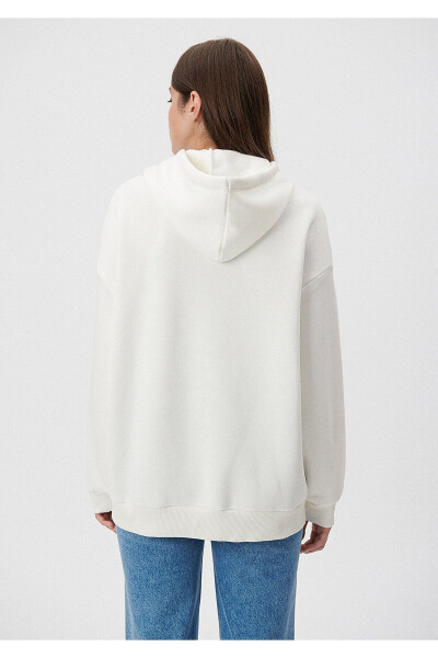 White Logo Printed Hooded Sweatshirt Oversize/Wide Cut 1600361-70057 - 9