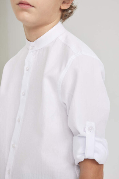 White Long Sleeve Button-Down Shirt for Boys - 6