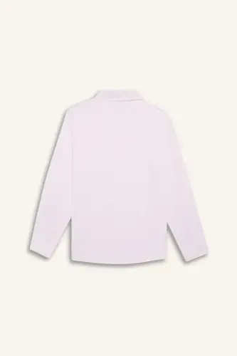 White Long Sleeve Polo Shirt for Boys - 6