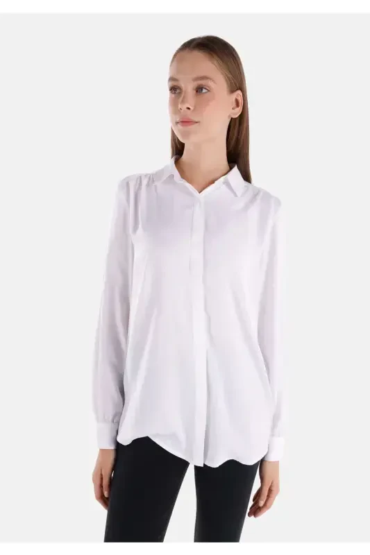 White long sleeve regular fit shirt for women - COLIN’S