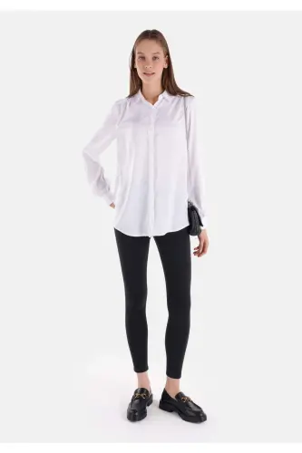 White long sleeve regular fit shirt for women - 3