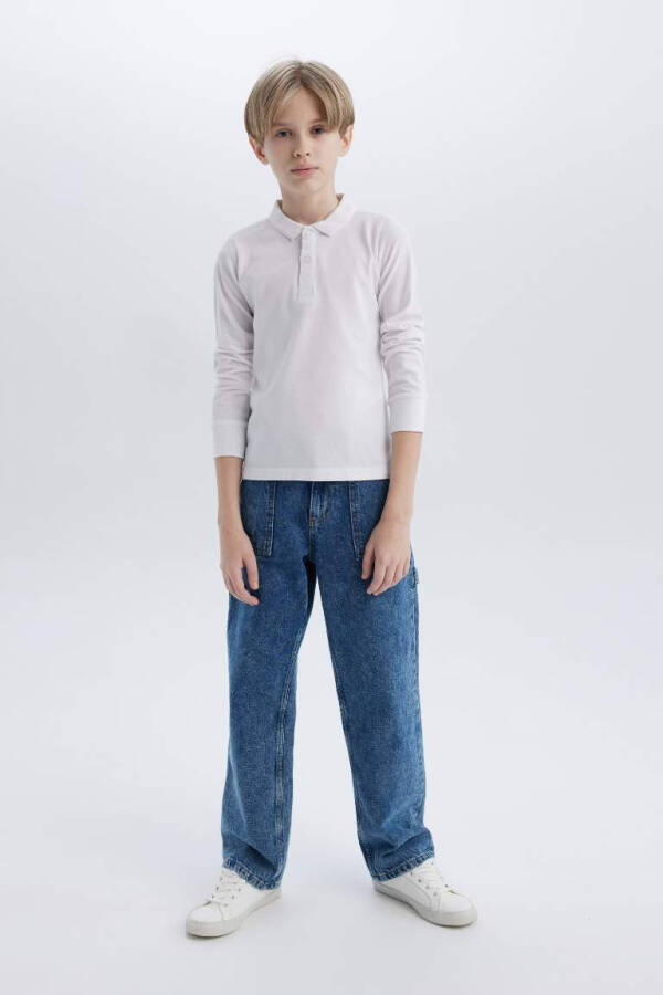 White Long Sleeve School Polo Shirt for Boys - 2