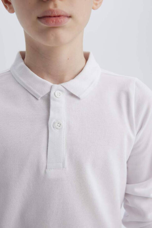 White Long Sleeve School Polo Shirt for Boys - 5