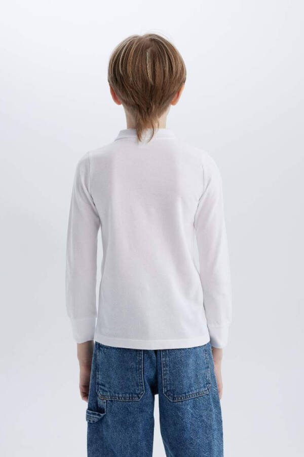 White Long Sleeve School Polo Shirt for Boys - 6